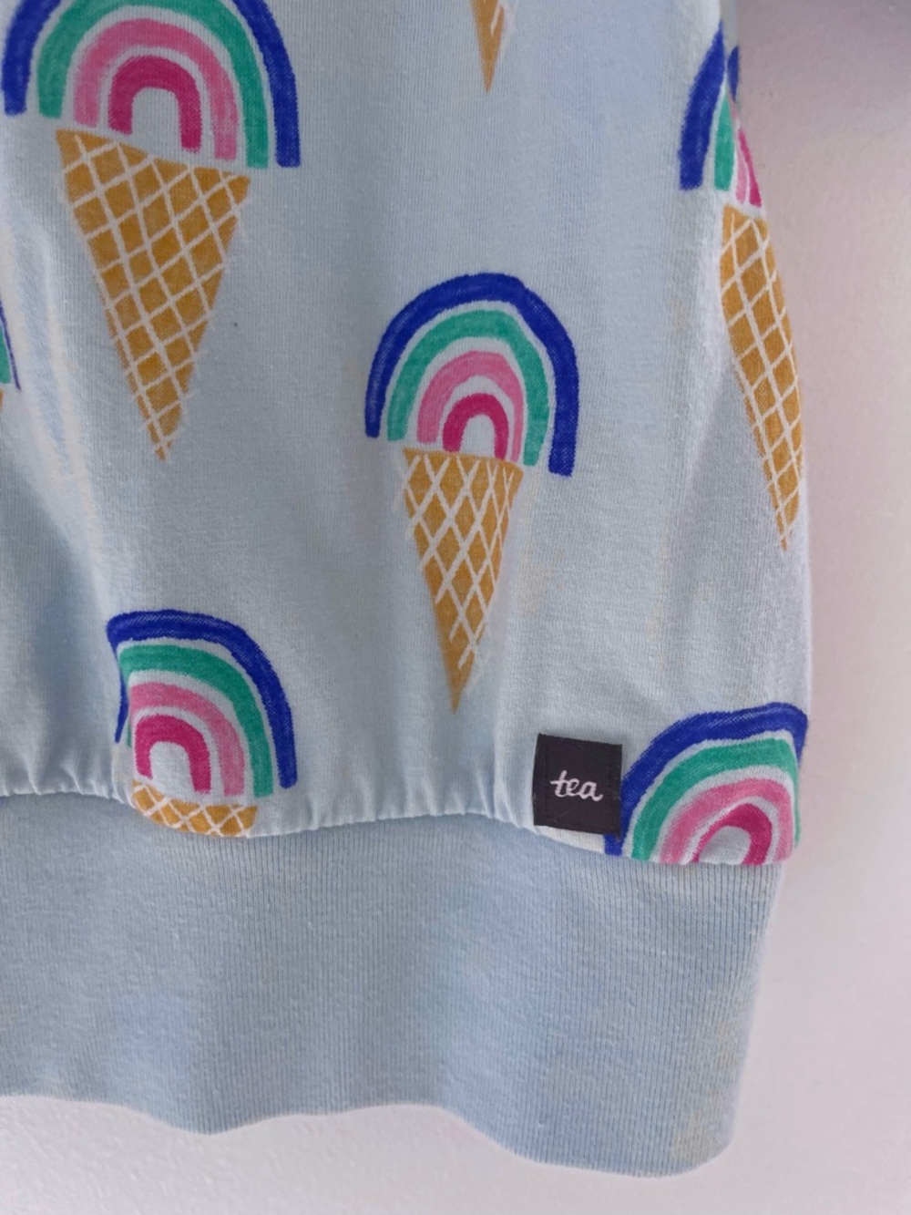 Tea Collection Rainbow Ice Cream Cone Lightweight Sweatshirt, Like New - Picture 3 of 10